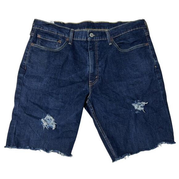 Levi's 514 Jean Shorts Men's 30x9 Cut Off Distressed Frayed Dark Wash - Picture 1 of 7